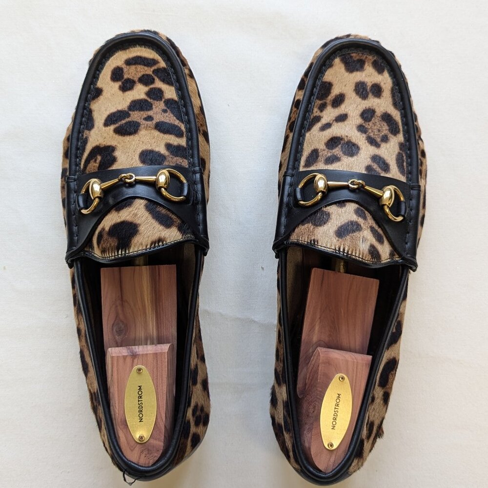 GUCCI Calf Hair Animal Print Dress Loafers